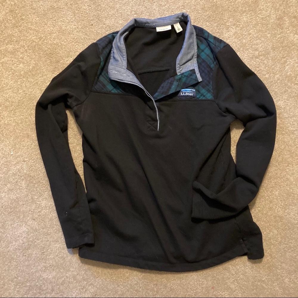L.L. Bean 1/4 Pullover with Plaid Top
